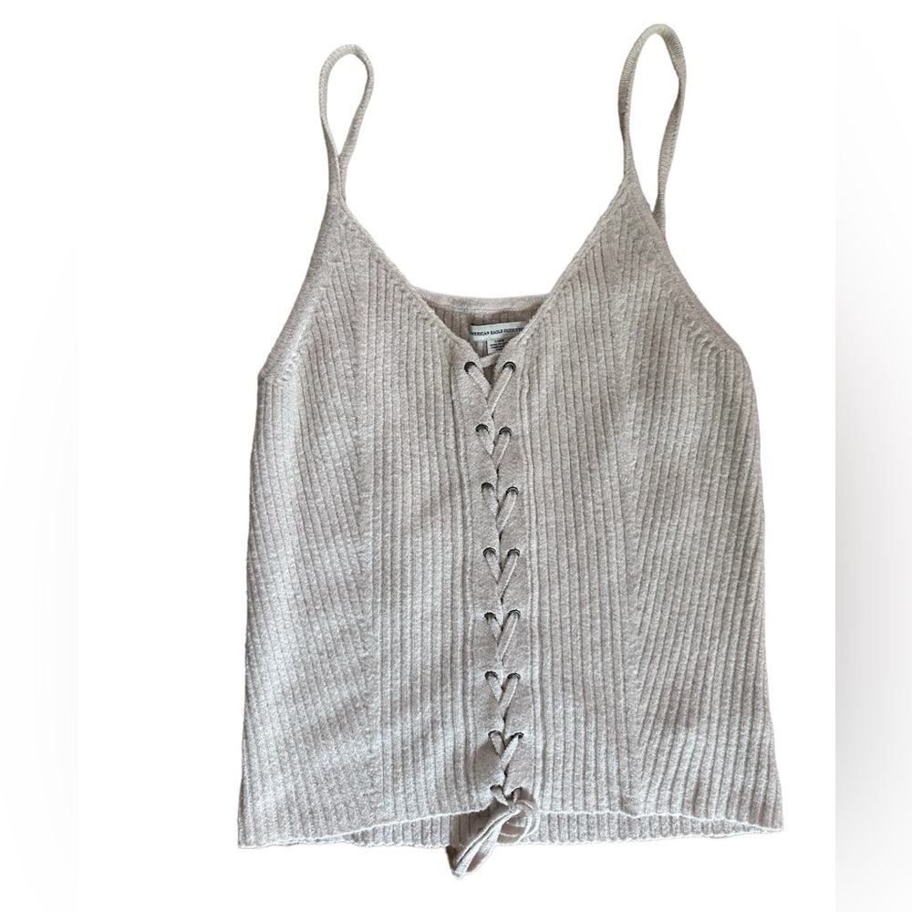 American Eagle Ribbed Sweater Tank Top White Cream Large